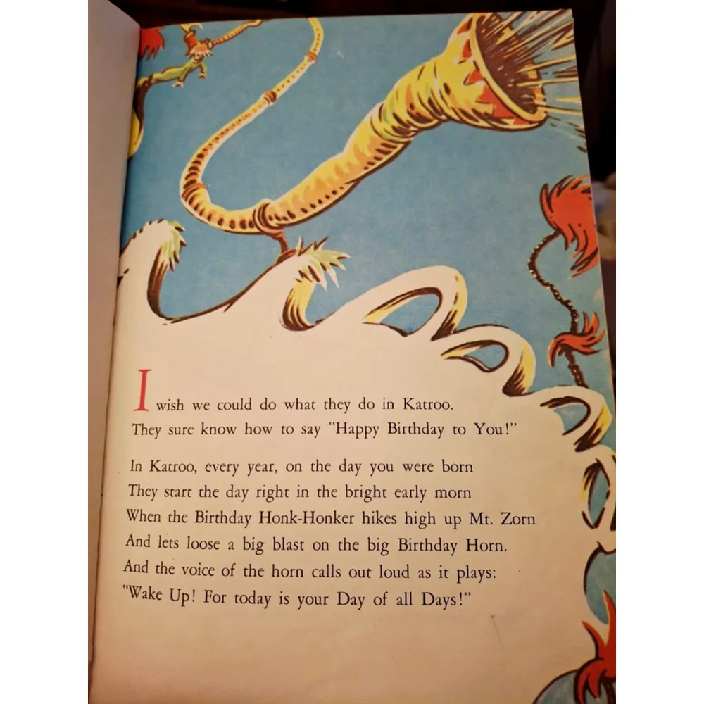 Dr. Seuss Happy Birthday To You! Book One Size school library vintage